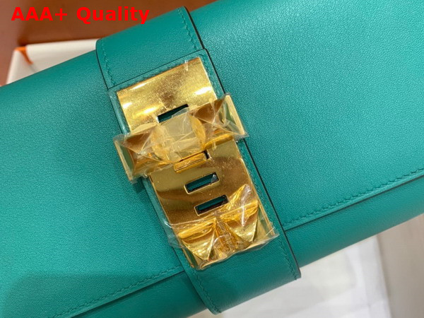 Hermes Medor Clutch in Pecock Blue Swift Calfskin Replica