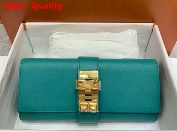 Hermes Medor Clutch in Pecock Blue Swift Calfskin Replica