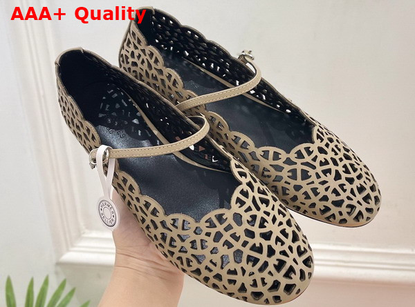 Hermes Meli Ballet Flat in Beige Calfskin Replica