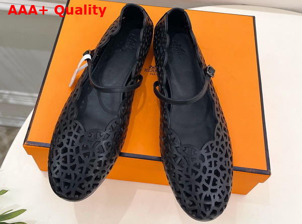 Hermes Meli Ballet Flat in Noir Calfskin Replica