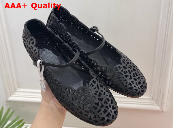 Hermes Meli Ballet Flat in Noir Calfskin Replica