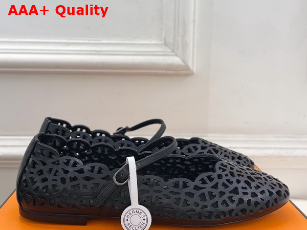 Hermes Meli Ballet Flat in Noir Calfskin Replica