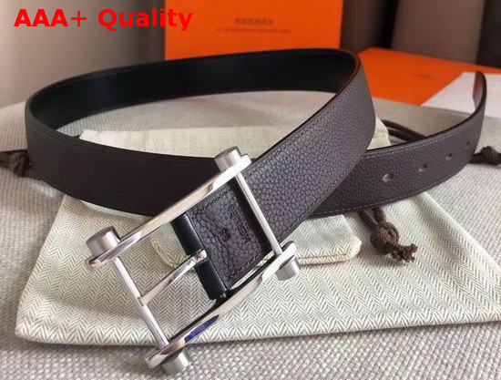 Hermes Mens Belt in Black Swift and Togo Calfskin Replica