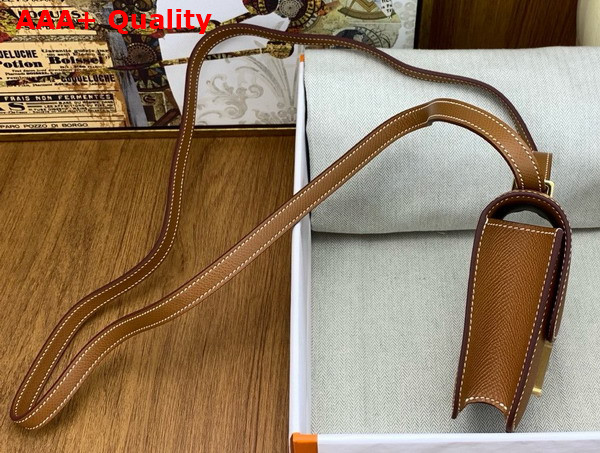 Hermes Micro Constance Bag in Gold Brown Epsom Calfskin Replica