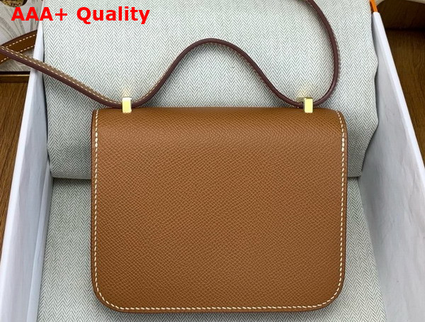 Hermes Micro Constance Bag in Gold Brown Epsom Calfskin Replica