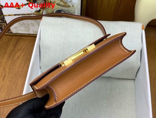 Hermes Micro Constance Bag in Gold Brown Epsom Calfskin Replica