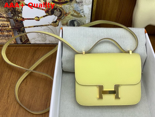 Hermes Micro Constance Bag in Light Yellow Epsom Calfskin Replica