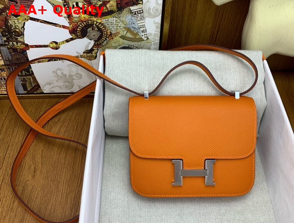 Hermes Micro Constance Bag in Orange Epsom Calfskin Replica