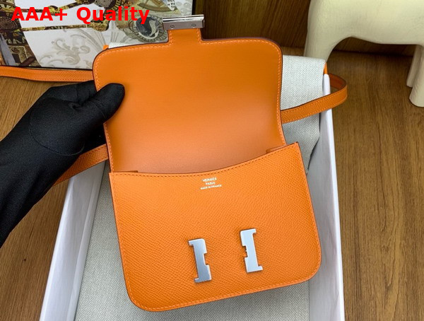 Hermes Micro Constance Bag in Orange Epsom Calfskin Replica
