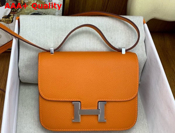 Hermes Micro Constance Bag in Orange Epsom Calfskin Replica
