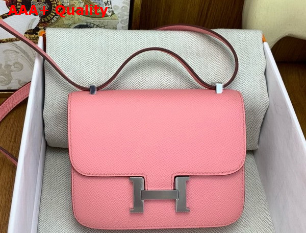 Hermes Micro Constance Bag in Powder Pink Epsom Calfskin Replica