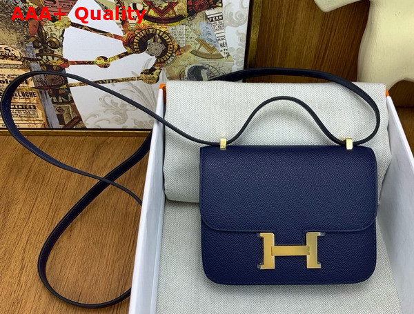 Hermes Micro Constance Bag in Sapphire Blue Epsom Calfskin Replica