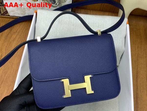 Hermes Micro Constance Bag in Sapphire Blue Epsom Calfskin Replica