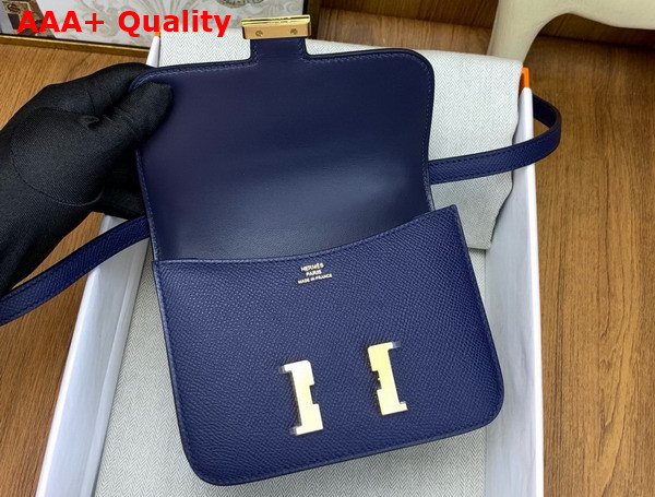 Hermes Micro Constance Bag in Sapphire Blue Epsom Calfskin Replica