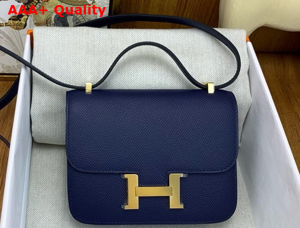 Hermes Micro Constance Bag in Sapphire Blue Epsom Calfskin Replica
