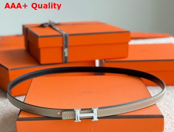 Hermes Mini 5382 Belt Buckle Reversible Leather Strap 13mm Noir Etoupe Replica