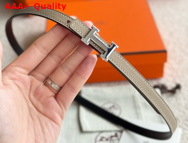 Hermes Mini 5382 Belt Buckle Reversible Leather Strap 13mm Noir Etoupe Replica