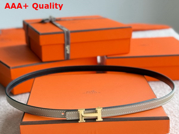 Hermes Mini 5382 Belt Buckle Reversible Leather Strap 13mm Noir Etoupe Replica