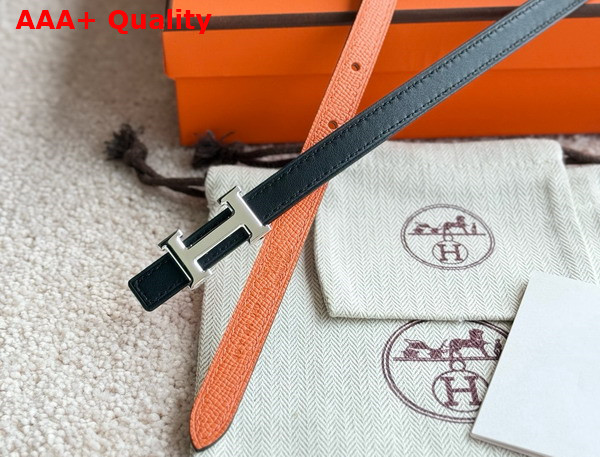 Hermes Mini 5382 Belt Buckle Reversible Leather Strap 13mm Noir Orange Replica