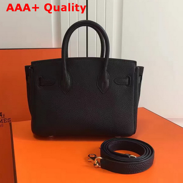 Hermes Mini Birkin Bag in Black with Shoulder Strap Replica