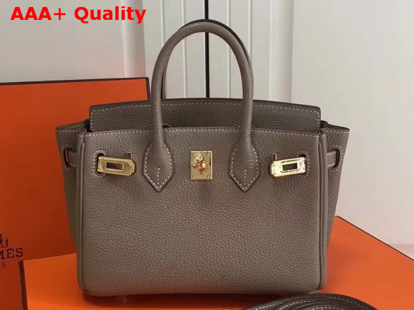 Hermes Mini Birkin Bag in Grey with Shoulder Strap Replica