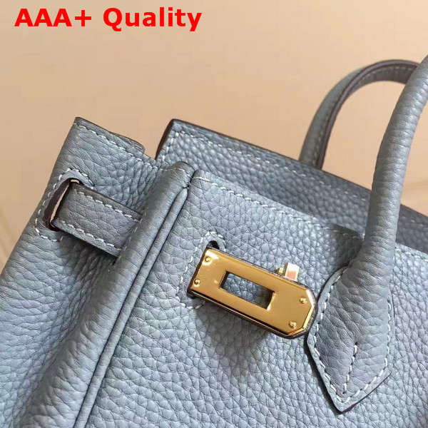 Hermes Mini Birkin Bag in Light Blue with Shoulder Strap Replica