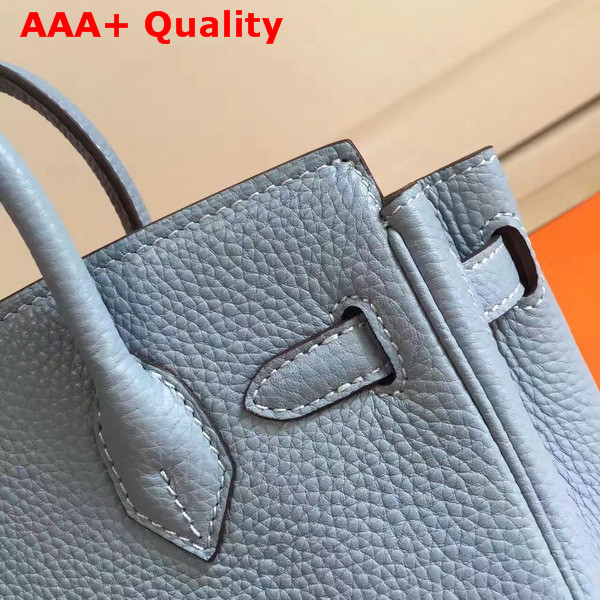 Hermes Mini Birkin Bag in Light Blue with Shoulder Strap Replica
