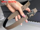 Hermes Mini Constance Belt Buckle Reversible Leather Strap 24mm in Epsom Calfskin Grey and Black Replica