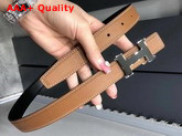 Hermes Mini Constance Belt Buckle Reversible Leather Strap 24mm in Epsom Calfskin Tan and Black Replica