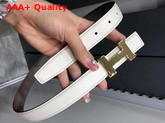 Hermes Mini Constance Belt Buckle Reversible Leather Strap 24mm in Epsom Calfskin White and Grey Replica