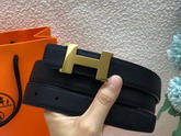 Hermes Mini Constance Martelee Belt Buckle Reversible Leather Strap 24mm Black Replica