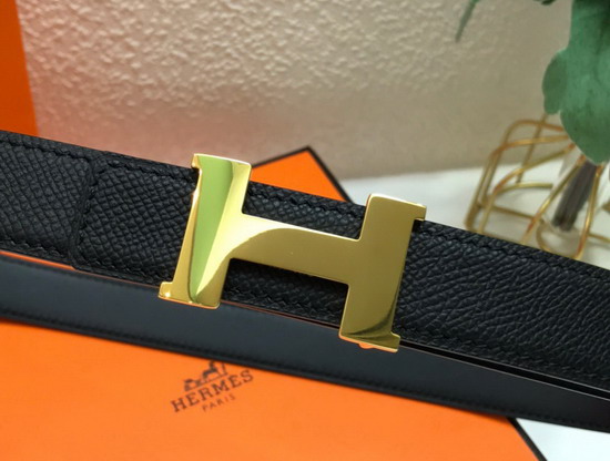 Hermes Mini Constance Martelee Belt Buckle Reversible Leather Strap 24mm Black Replica