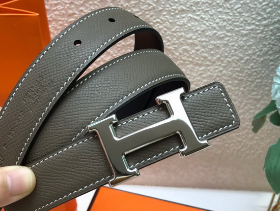 Hermes Mini Constance Martelee Belt Buckle Reversible Leather Strap 24mm Khaki Black Replica