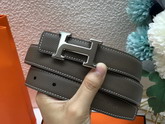Hermes Mini Constance Martelee Belt Buckle Reversible Leather Strap 24mm Khaki Black Replica