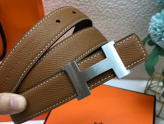 Hermes Mini Constance Martelee Belt Buckle Reversible Leather Strap 24mm Tan Replica