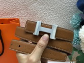 Hermes Mini Constance Martelee Belt Buckle Reversible Leather Strap 24mm Tan Replica