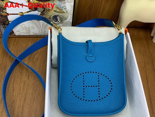 Hermes Mini Evelyn Bag in Blue Taurillon Clemence Leather Replica