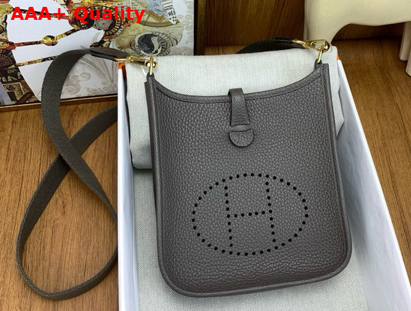 Hermes Mini Evelyn Bag in Dark Grey Taurillon Clemence Leather Replica