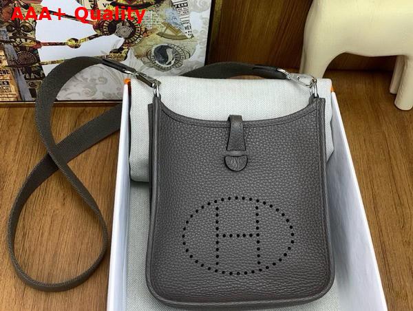 Hermes Mini Evelyn Bag in Dark Grey Taurillon Clemence Leather Replica