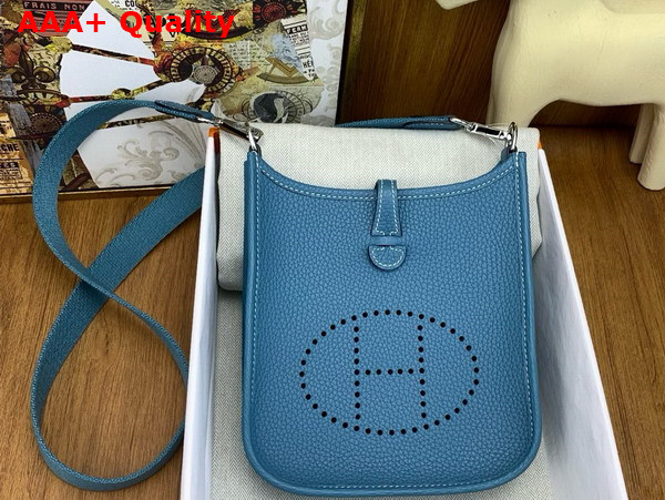 Hermes Mini Evelyn Bag in Denim Blue Taurillon Clemence Leather Replica