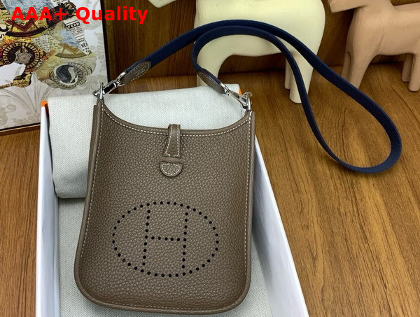 Hermes Mini Evelyn Bag in Elephant Grey Taurillon Clemence Leather Replica