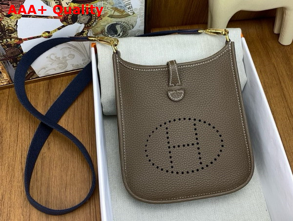 Hermes Mini Evelyn Bag in Elephant Grey Taurillon Clemence Leather Replica