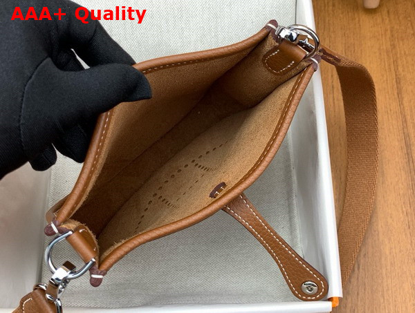 Hermes Mini Evelyn Bag in Gold Brown Taurillon Clemence Leather Replica