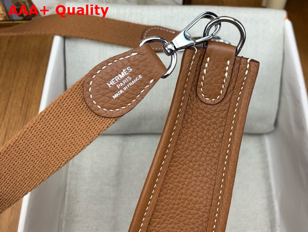 Hermes Mini Evelyn Bag in Gold Brown Taurillon Clemence Leather Replica