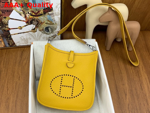Hermes Mini Evelyn Bag in Jaune Ambre Taurillon Clemence Leather Replica