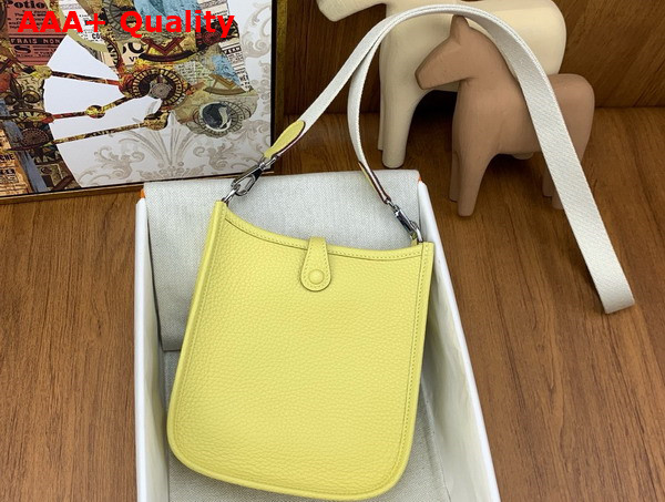 Hermes Mini Evelyn Bag in Light Yellow Taurillon Clemence Leather Replica