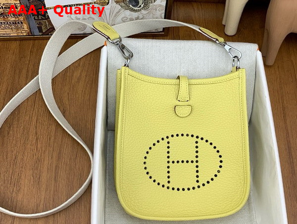 Hermes Mini Evelyn Bag in Light Yellow Taurillon Clemence Leather Replica