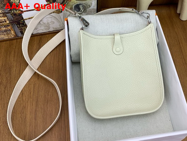 Hermes Mini Evelyn Bag in Milk White Taurillon Clemence Leather Replica