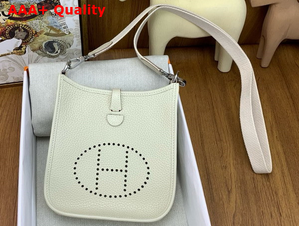 Hermes Mini Evelyn Bag in Milk White Taurillon Clemence Leather Replica