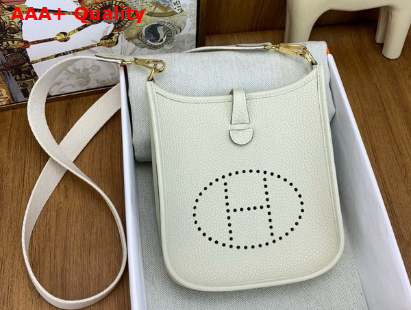 Hermes Mini Evelyn Bag in Milk White Taurillon Clemence Leather Replica